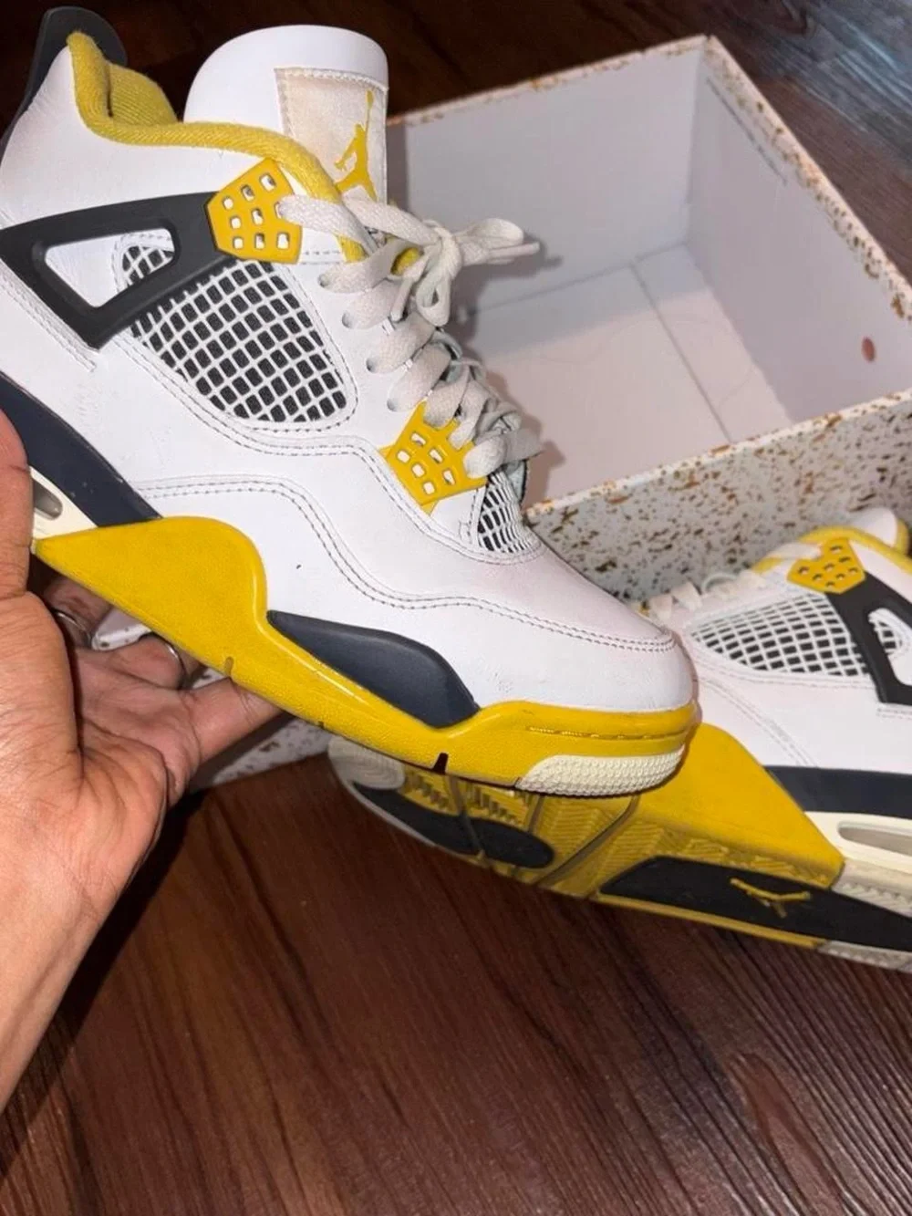 Jordan Men's White and Yellow Retro High-Top Basketball Sneakers